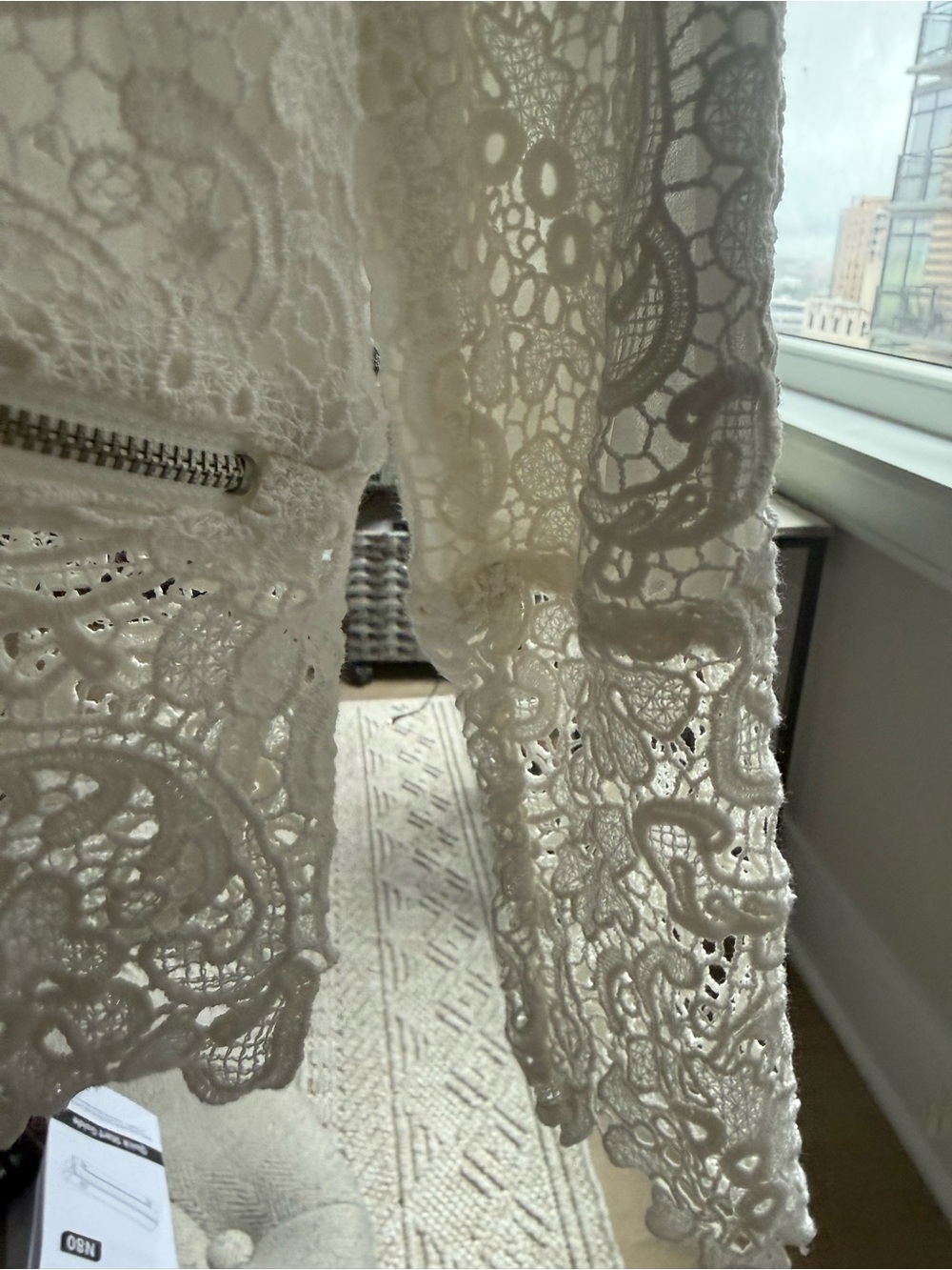 Zara Cream Lace Zip-Front Cardigan / Bomber Jacket - M - Picture 6 of 14